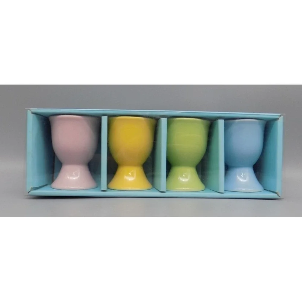 New BIA Cordon Bleu Ceramic Egg Cups Pastel Colors Mint in Box Easter